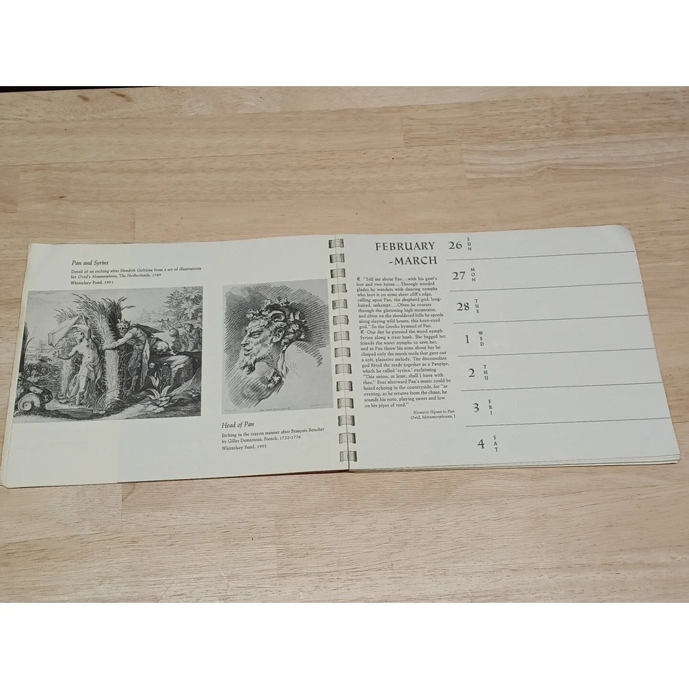 1961 book calendar Greek mythology history myths of Greece and Rome